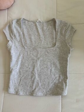 Garage Light Gray Square-Neck Crop Top